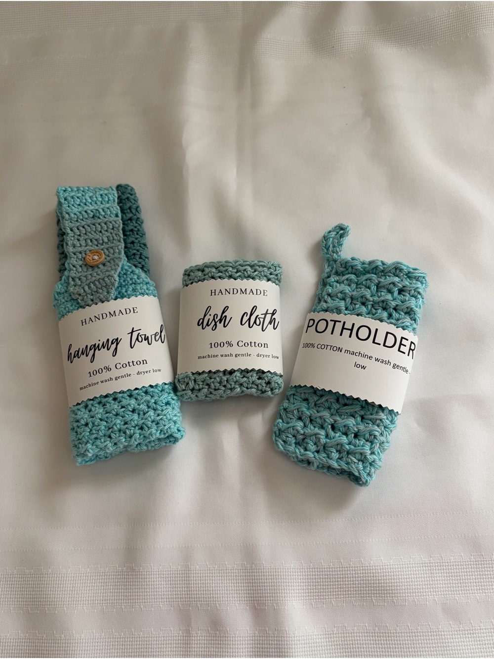 Handmade Cotton Kitchen Set - Aqua & Teal